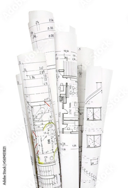 Obraz Building plans for house building, transparent background