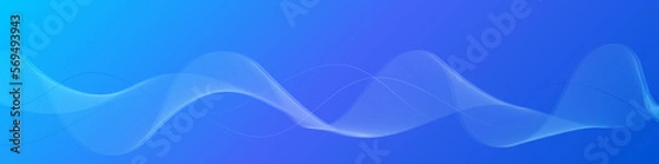 Fototapeta Blue gradient background, wavy line, abstract vector