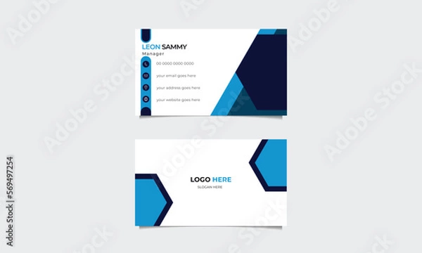 Obraz Blue simple and creative corporate business card template.Vector design.