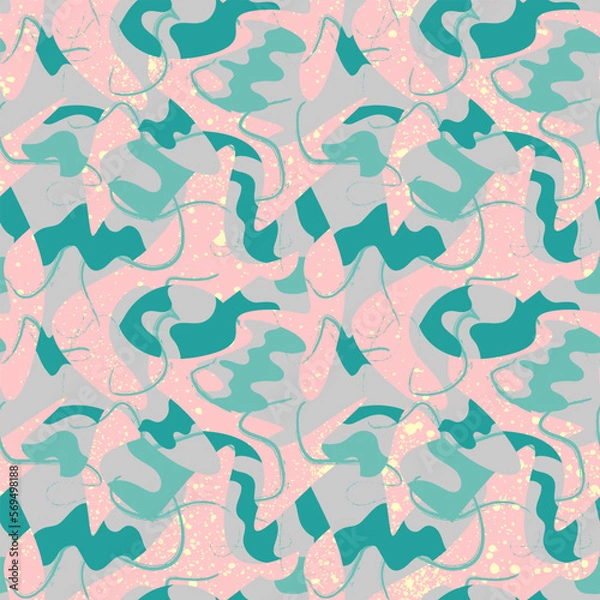 Fototapeta Abstract seamless urban pattern with wave elements and grunge chaotic lines