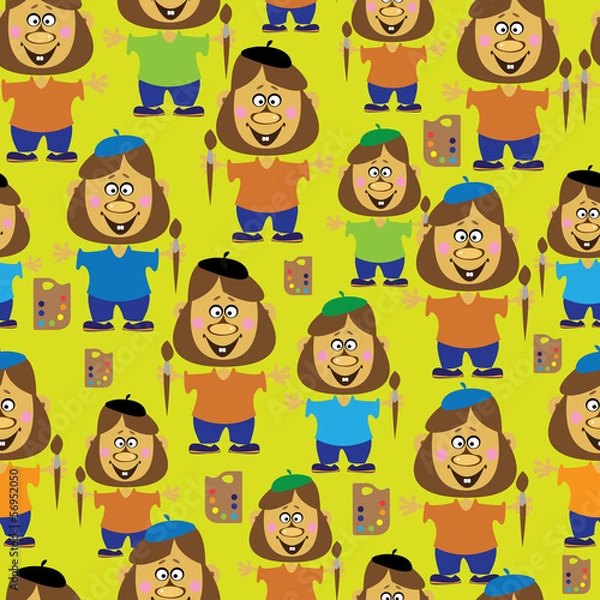 Fototapeta seamless pattern artists with a brush