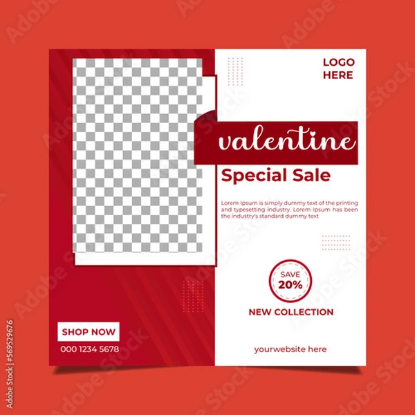 Fototapeta Valentine's Day Sale Social Media Post Template
