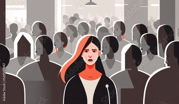 Fototapeta Image of an activist demonstrating to stop women's abuse and violence in a strike. Gender violence concept. Generative AI
