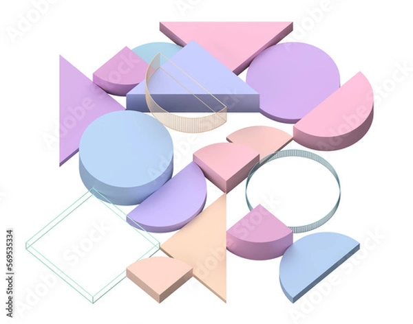 Fototapeta Colorful geometric composition, 3d render