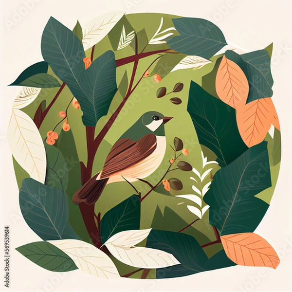 Fototapeta Bird Flat Illustrations With AI Generative