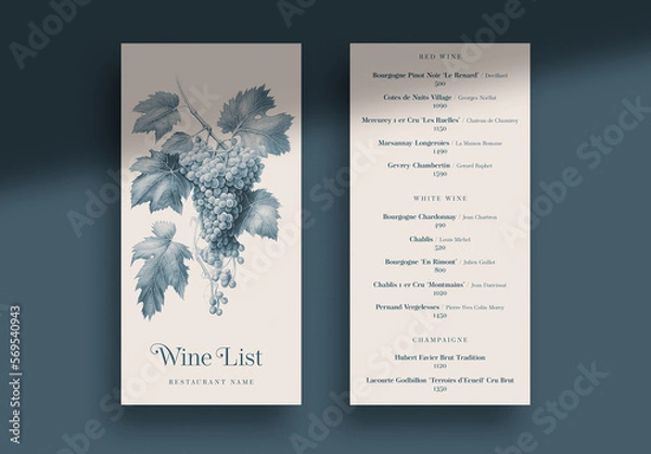 Fototapeta Elegant Wine List Layout with Generative AI