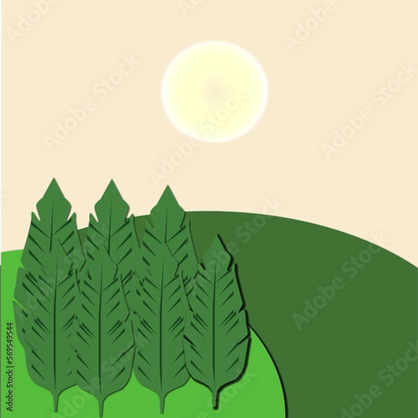 Obraz Green nature. Sunset scene. 