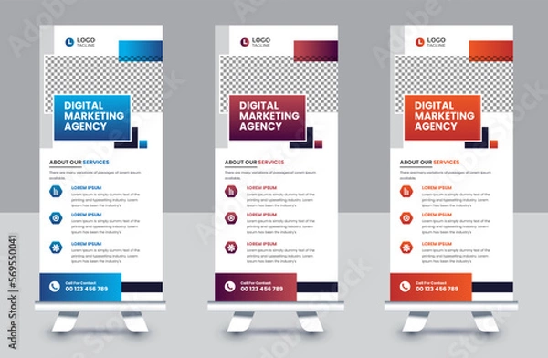 Fototapeta Professional business roll up banner and pull up banner template design