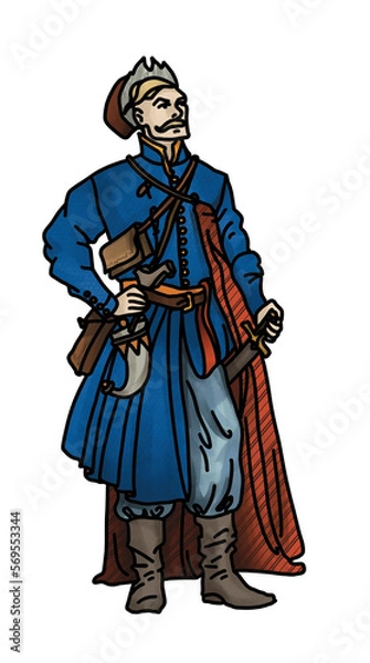 Obraz Hand drawing cossack, Ukraine