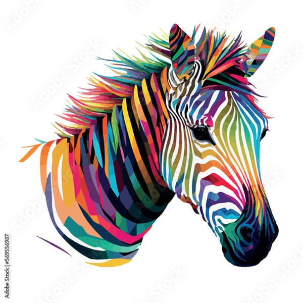 Fototapeta Colorful zebra pop art vector illustration