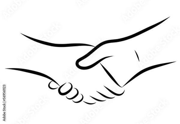 Fototapeta Shaking hands agreement Handshake illustration hand drawing PNG with transparent background