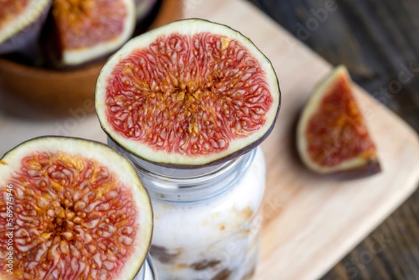 Fototapeta delicious yogurt with the taste of figs