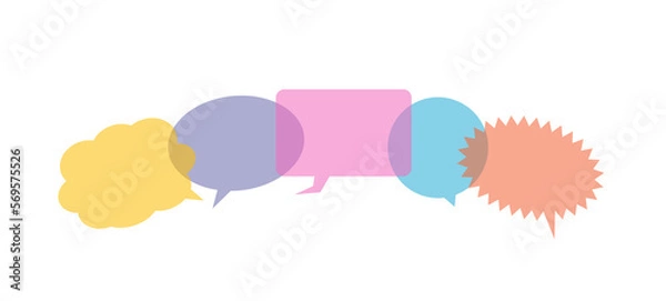 Fototapeta illustrations of colorful transparent speech bubbles lined up side by side
