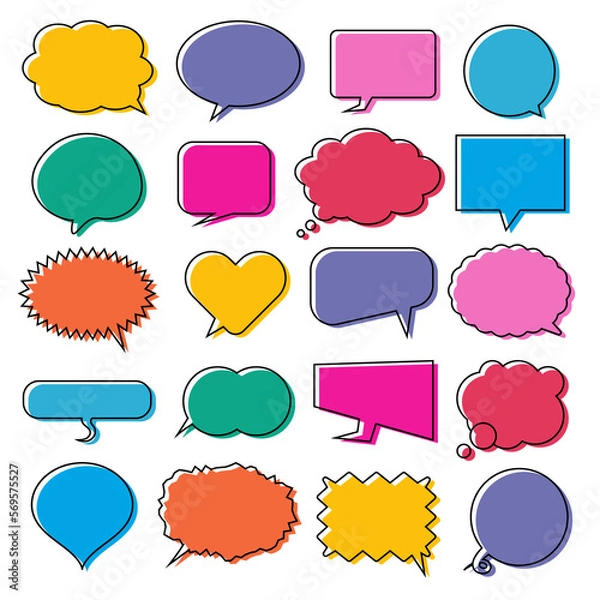 Fototapeta set of colorful speech bubbles