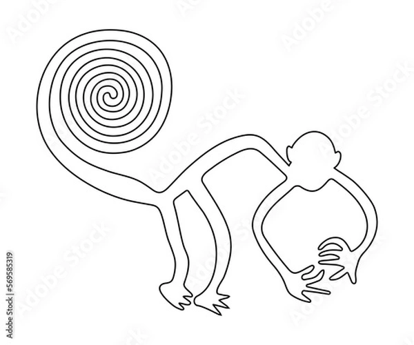 Fototapeta Monkey - geoglyph from Nazca  on transparent background