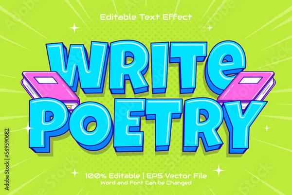 Obraz Write poetry Text Effect Editable Cartoon Style