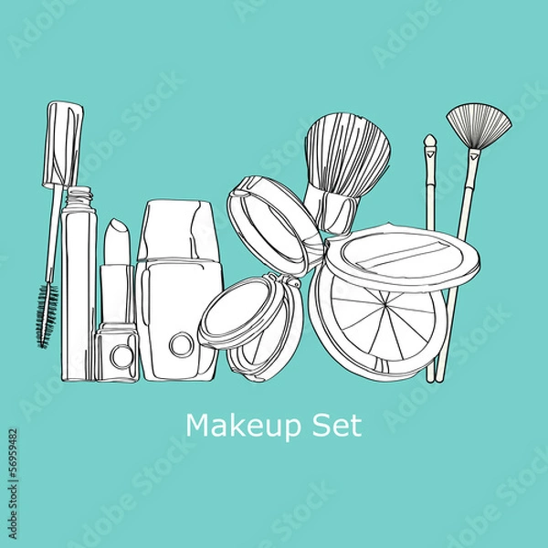 Fototapeta cosmetics on a blue background