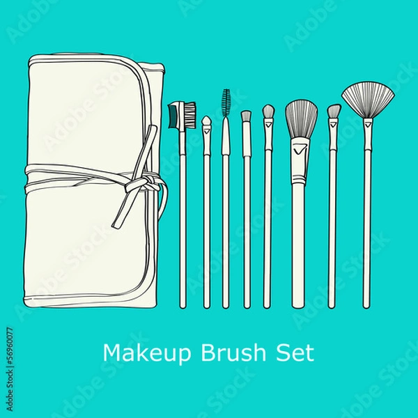 Obraz Makeup Brush Set  on a blue background
