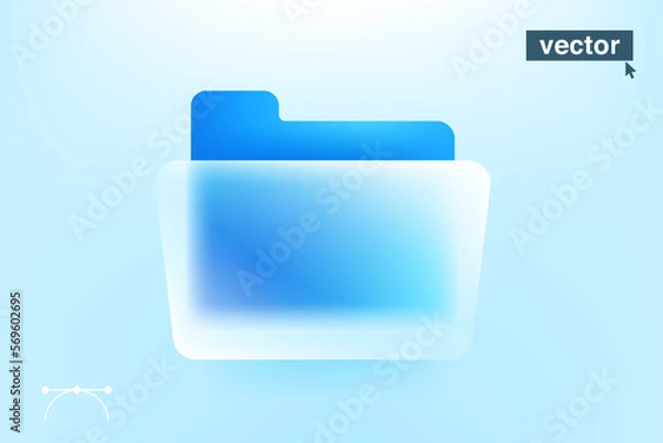 Obraz File folder icon in glassmorphism style with gradient, blur and transparency. Vector modern trendy design.