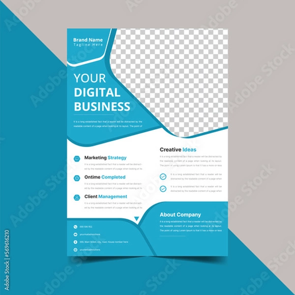 Fototapeta Flier Template. Creative Shape Can Be 
Adapt To Brochure, Vector Template, Annual Report,
Magazine, Business Presentation, Poster, Minimal Brochure Layout, Flyer, Banner.


