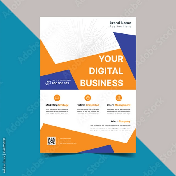 Fototapeta Flier Template. Creative Shape Can Be 
Adapt To Brochure, Vector Template, Annual Report,
Magazine, Business Presentation, Poster, Minimal Brochure Layout, Flyer, Banner.


