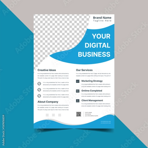 Fototapeta Flier Template. Creative Shape Can Be 
Adapt To Brochure, Vector Template, Annual Report,
Magazine, Business Presentation, Poster, Minimal Brochure Layout, Flyer, Banner.


