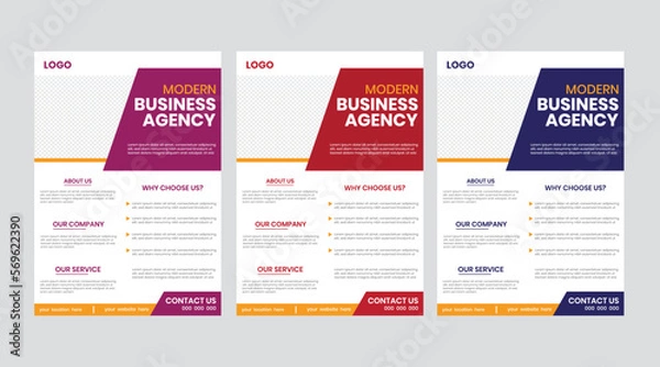 Fototapeta Corporate one fold vertical print a4 flyer, advertising vector publication adviser, portfolio, headline, simple blank flier 