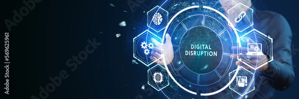 Fototapeta Digital disruption transformation innovation technology business internet concept.