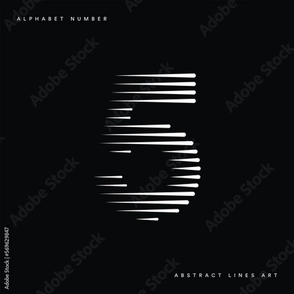 Obraz Number 5 with Abstract Lines Pattern