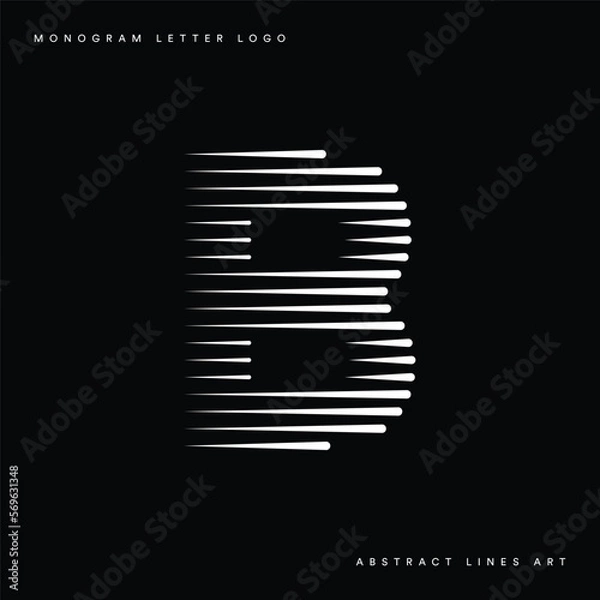 Obraz Letter B Logo with Abstract Line Pattern