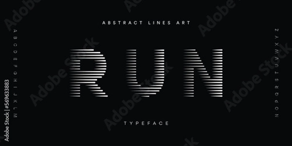 Fototapeta Alphabet Fonts with Abstract Lines Pattern