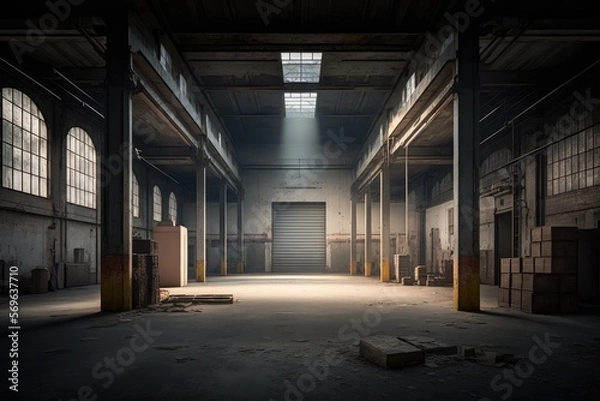 Fototapeta Empty Warehouse - Created with Generative AI