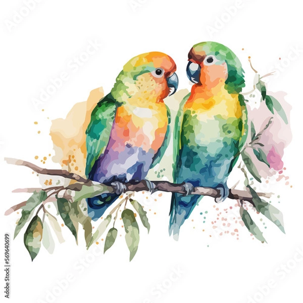 Obraz two parrots on a branch