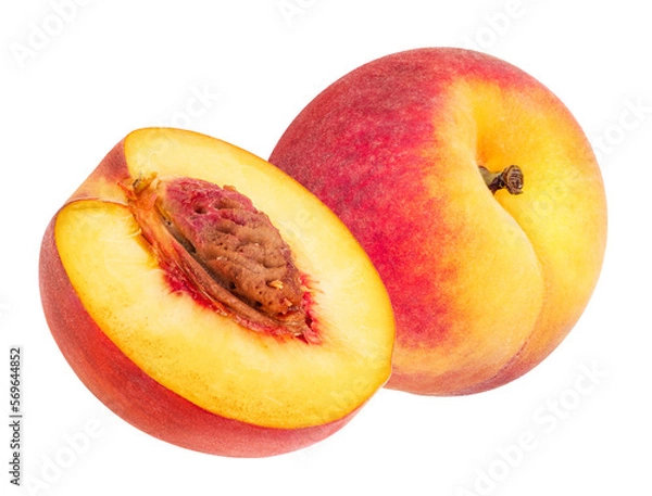 Fototapeta Peach fruit isolated on white or transparent background.