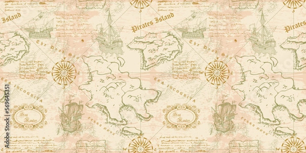 Fototapeta the ancient nautical map of the sea routes