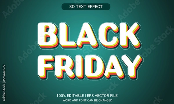 Fototapeta Black friday 3d text effect, typography design