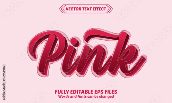 Obraz Pink transparent editable text effect style. Sweet pink text effect. Beautiful pink text effect. Beautiful font design
