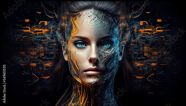 Fototapeta ai head technology generative ai