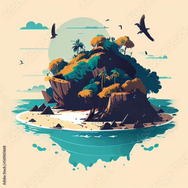 Fototapeta Faroe Island Flat Illustration Generative AI