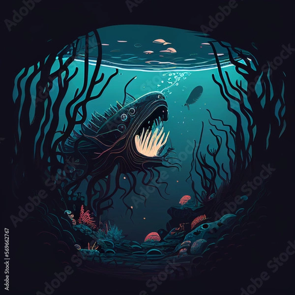 Fototapeta Deep Sea Monster Generative AI