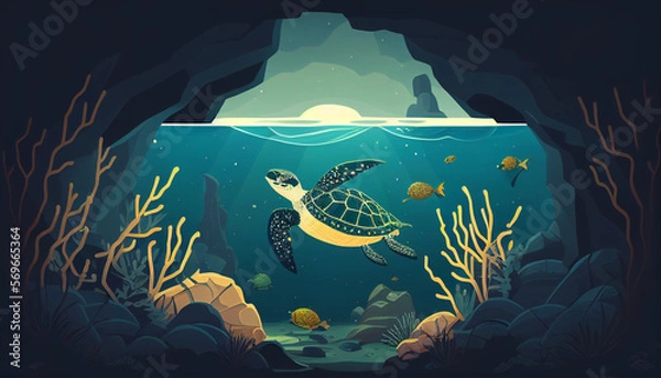 Fototapeta Deep Sea Turtle Generative AI