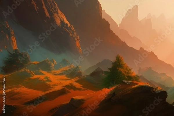 Obraz sunrise in the mountains - generative ai