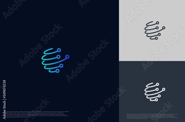 Fototapeta Abstract connecting circuit technology logo designs template, symbol template