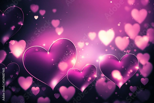 Fototapeta festive valentine background with pink hearts. Generative AI