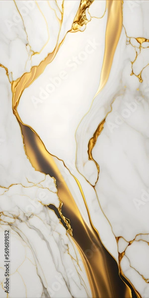 Fototapeta golden white marble background texture, pattern generative ai design banner