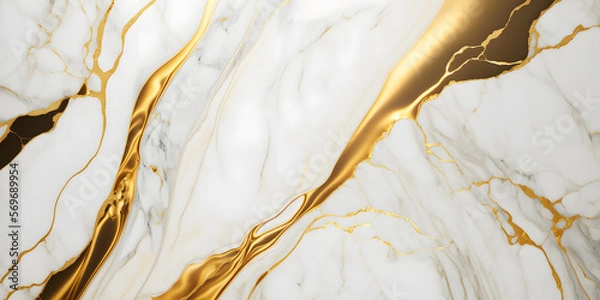 Fototapeta golden white marble background texture, pattern generative ai design banner