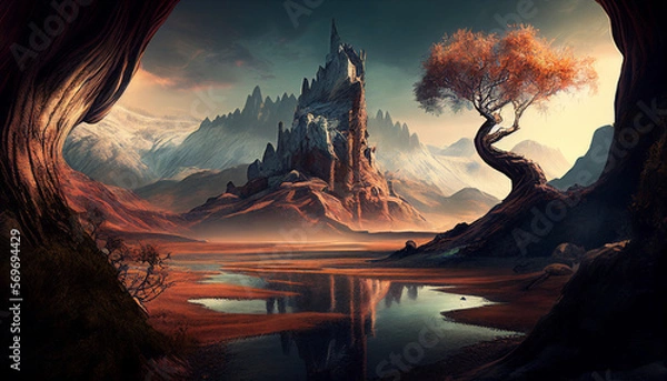 Obraz fantasy landscape hill generative ai
