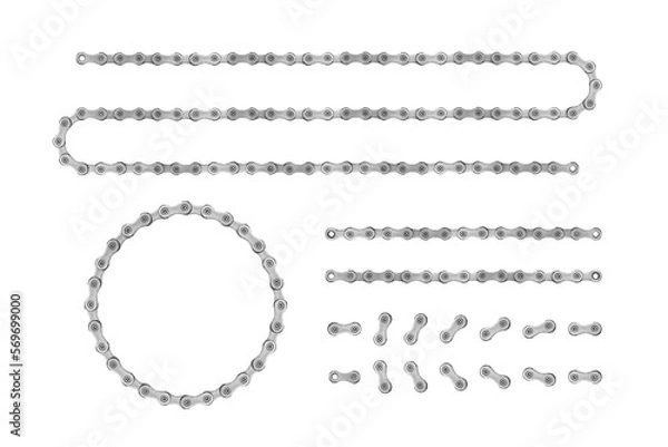 Fototapeta Bike chain segments isolated on a white background