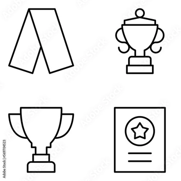 Fototapeta Achievement Vector Line Icons