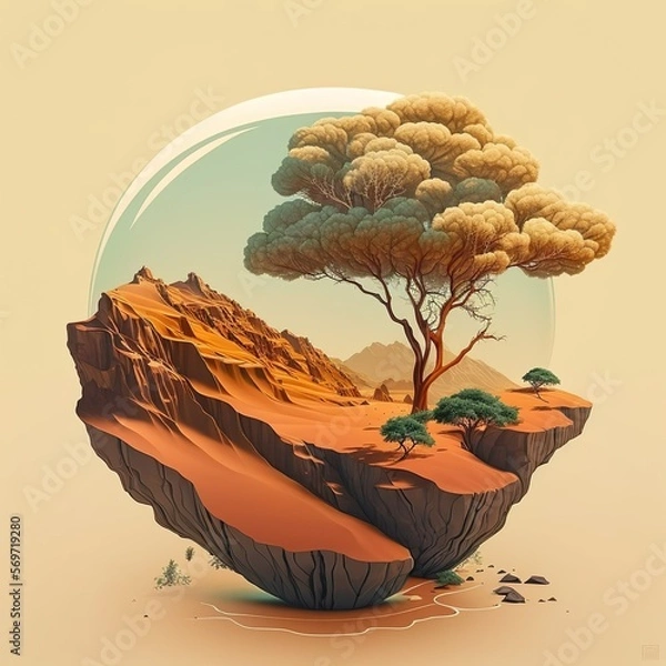 Obraz abstract, landscape, desert, tree, meteor